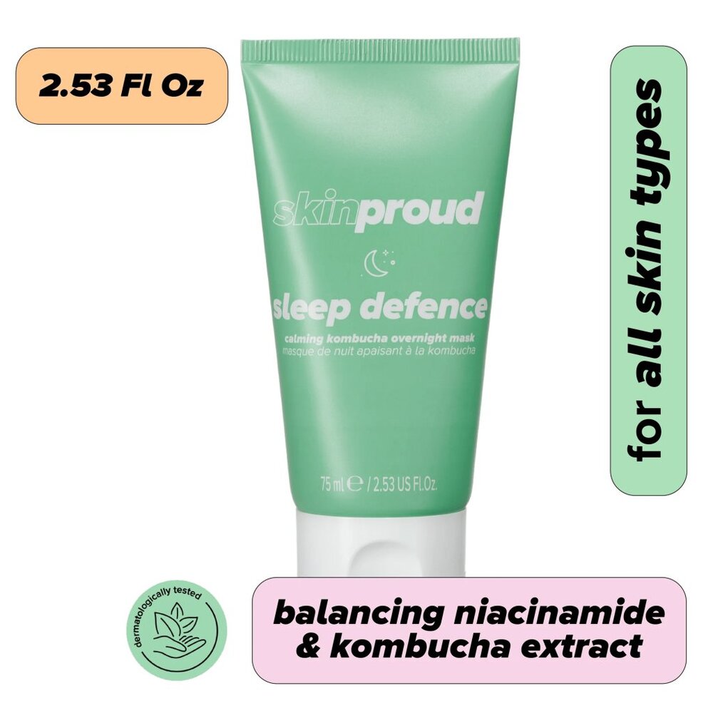 Skin Proud Sleep Defense, Calming Kombucha Overnight Face Mask with Niacinamide,